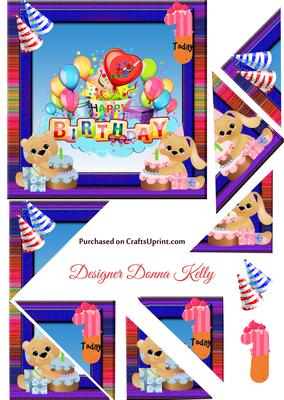 Cute Characters Age Birthday Card Front