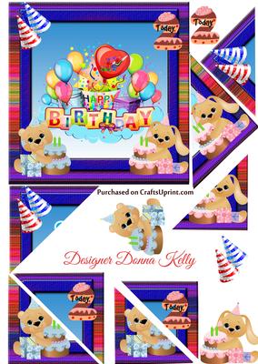 Cute Characters Age Birthday Card Front 2