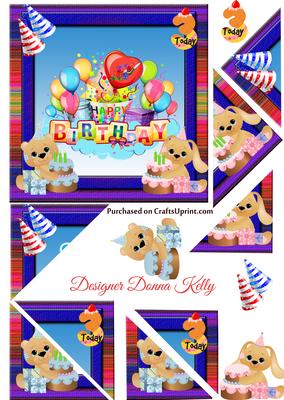 Cute Characters Age Birthday Card Front 3