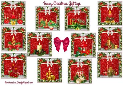 Snowy Christmas 2x2 Tags