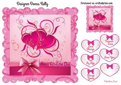 Pretty Pink Valentines Card Front and Tag