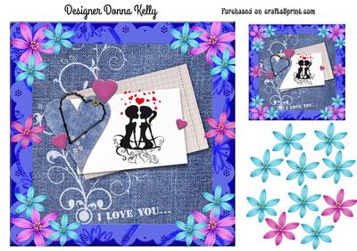 Denim Valentines Day Card Front