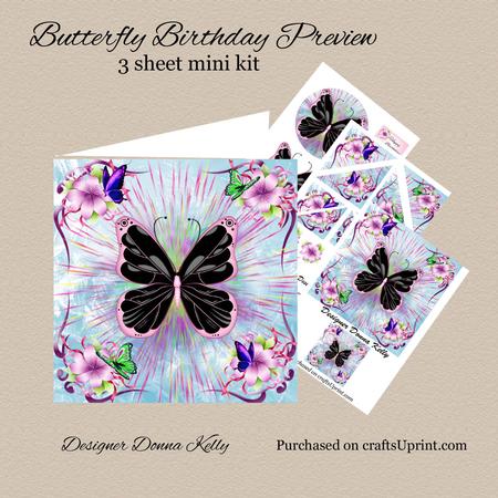 Butterfly Birthday or Get Well Card Front