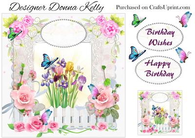 Rose and Iris Birthday Card Front