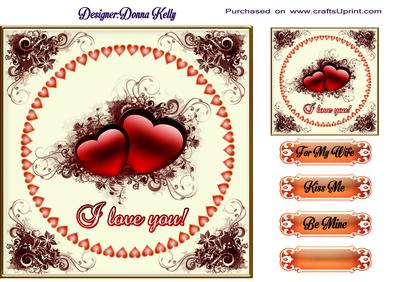 Elegant Hearts and Swirls Valentines Card Front