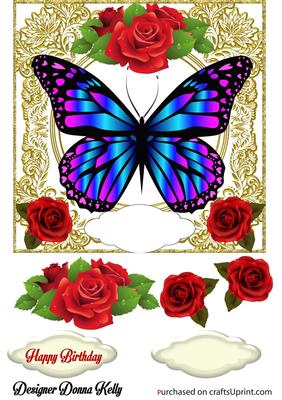 Pretty Gold Framed Butterfly Birthday