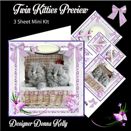 Twin Kitties in a Basket Mini Kit