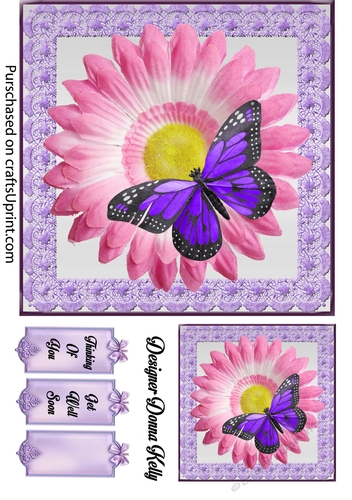 Pink & purple Thinking Of You Card Front