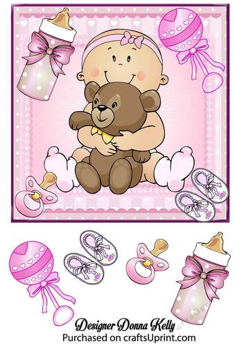 Pink Baby Girl With Teddy