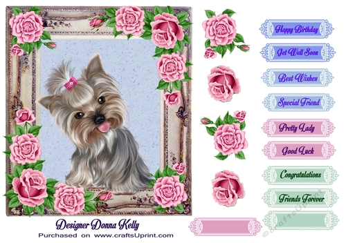 Roses & Puppy All Occasion Card Front