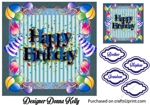Blue Happy Birthday Boys Card Front