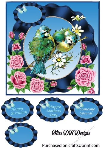 Blue bird Birthday card front