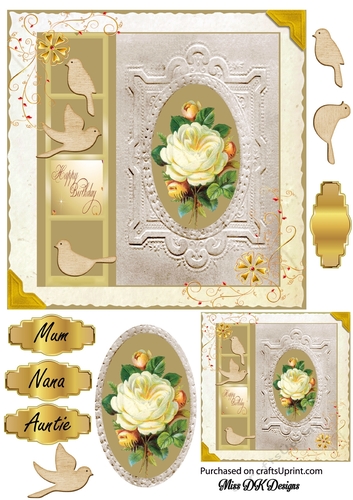 Elegant Rose Birthday  Card front