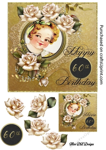 Gold & Roses  60th Birthday Card 