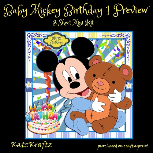 Baby Mickey Birthday 1 Mini Kit
