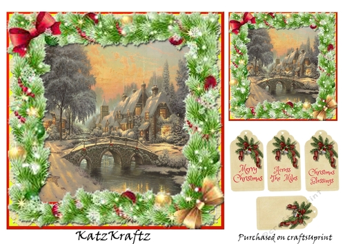Christmas Scene Topper & Gift Tag 1