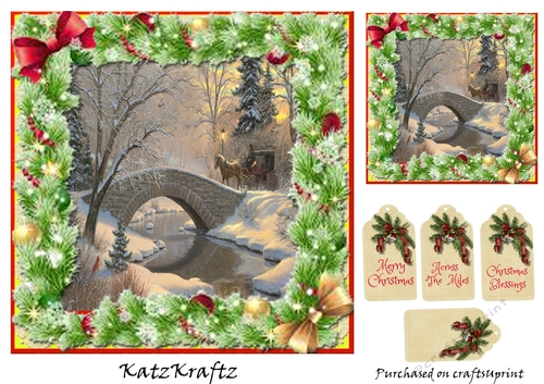 Christmas Scene Topper & Gift Tag 2