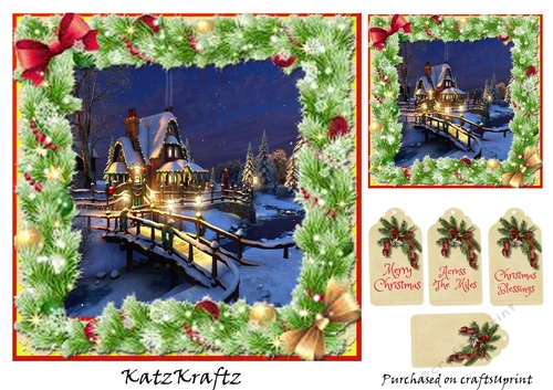 Christmas Scene Topper & Gift Tag 5