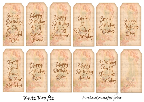 Vintage Birthday tags 2