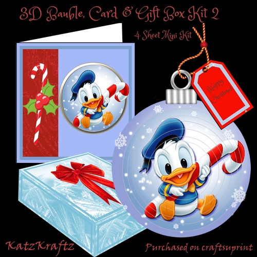 3D Baby Donald Bauble, Card & Box Mini Kit