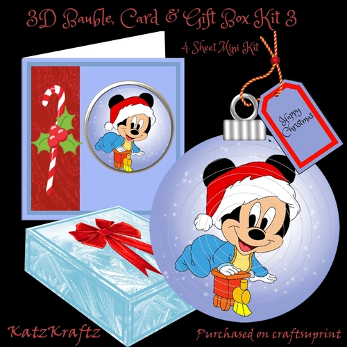 3D Baby Mickey Bauble, Card & Box Mini Kit