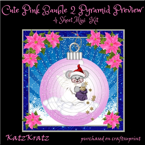 Cute Pink Bauble 2 Pyramid card
