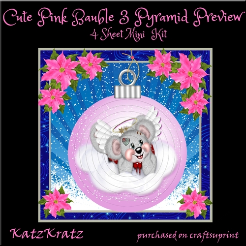 Cute Pink Bauble 3 Pyramid card