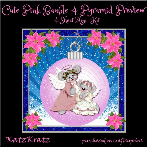 Cute Pink Bauble 4 Pyramid card