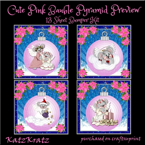 Cute Pink Bauble Pyramid card Bumper Kir