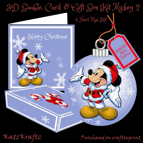 3D Bauble, Card & Box Mini Kit Mickey 2