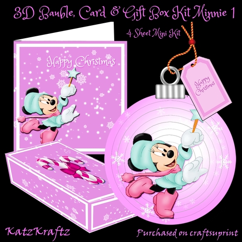 3D Minnie Bauble, Card & Gift Box Mini Kit 1