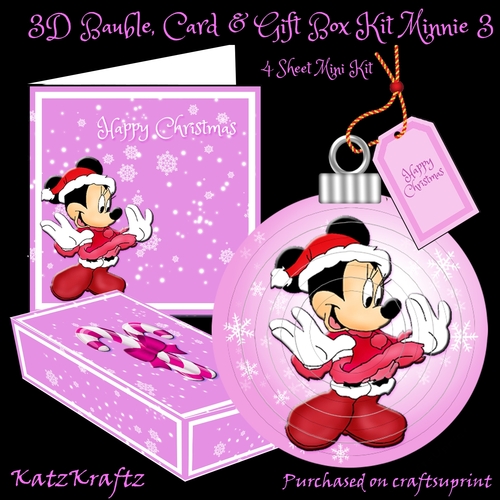 3D Minnie Bauble, Card & Gift Box Mini Kit 3