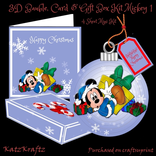 3D Mickey Bauble, Card & Gift Box Mini Kit 1
