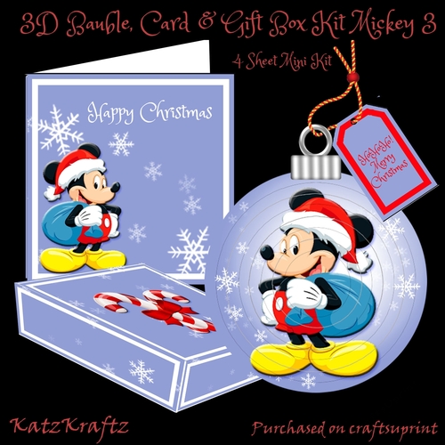 3D Mickey Bauble, Card & Gift Box Mini Kit 3