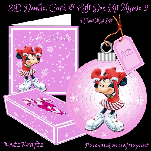 3D Minnie Bauble, Card & Gift Box Mini Kit 2