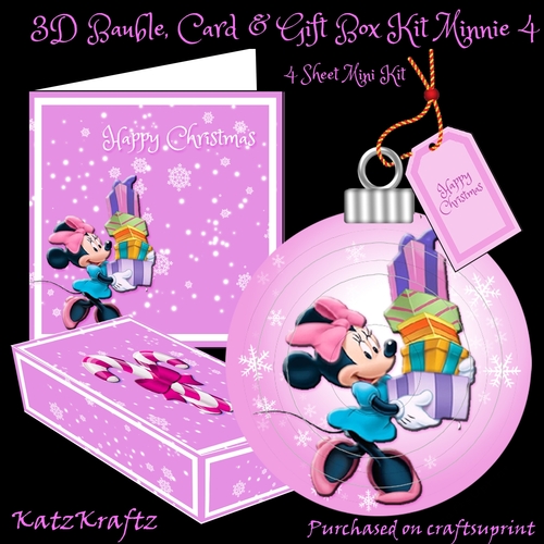 3D Minnie Bauble, Card & Gift Box Mini Kit 4