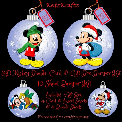 3D  Mickey Bauble, Card & Gift Box Bumper Kit