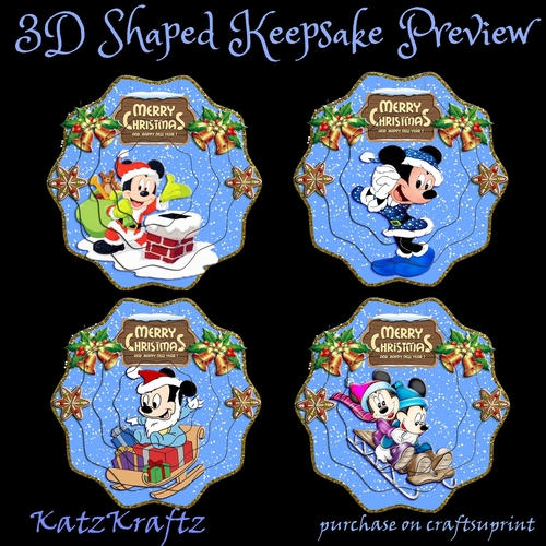 3D Shaped Keepsake Christmas decoration Mickey & Minnie