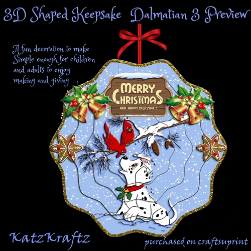 3D Shaped Keepsake Christmas decoration Dalmatian 3