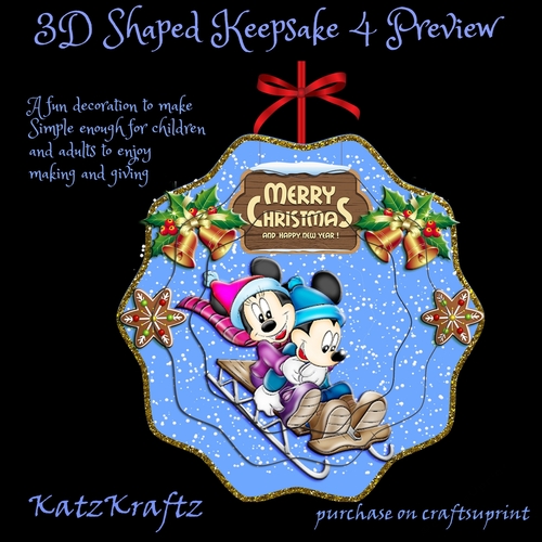 3D Shaped Keepsake Christmas decoration Mickey & Minnie