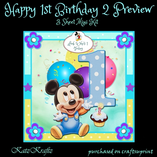 Happy 1st Birthday 2 (boy) Mini Kit