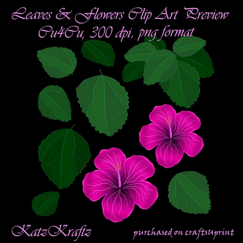 Leaves & Pink Flowers CU4CU