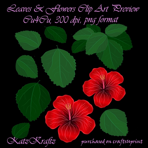 Leaves & Red Colored Flowers CU4CU