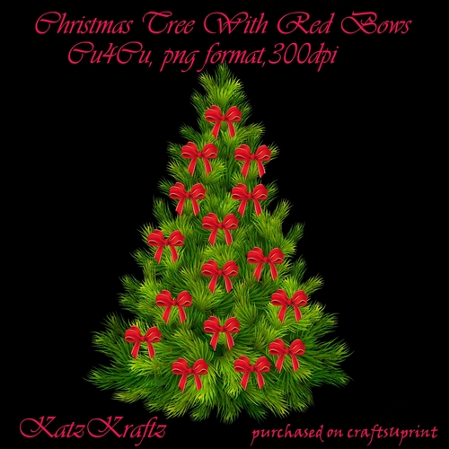 Christmas Tree With Red Bows CU4CU