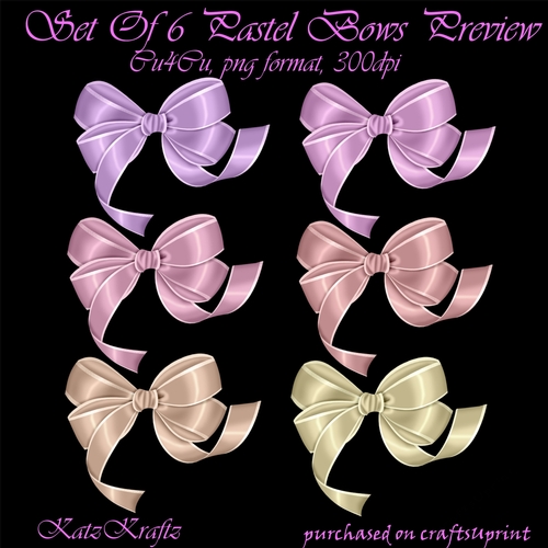6 Pastel bows CU4CU