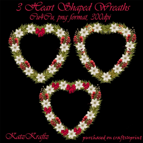 3 Heart Shaped wreaths CU4CU