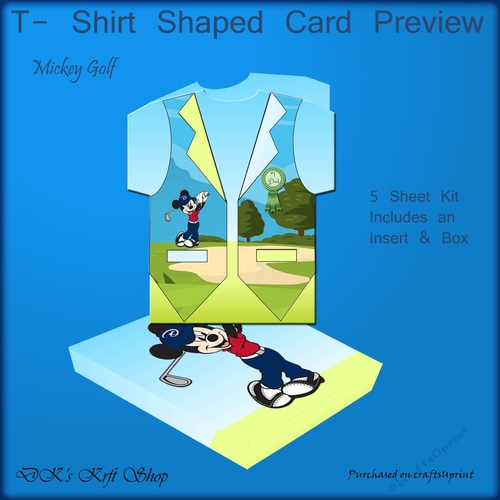 T-Shirt Shaped card Mickey Golf