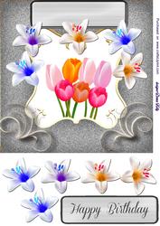 Lilies and Tulip Birthday Card