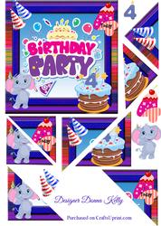 Cute Characters Age Birthday Card Front 4