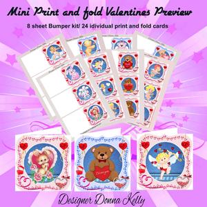 24 Valentines Mini Print and Fold Cards